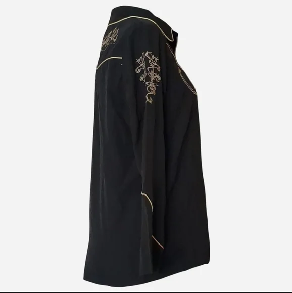 Embroidered Western Rockabilly Shirt Women's Size Medium. - Picture 4 of 7